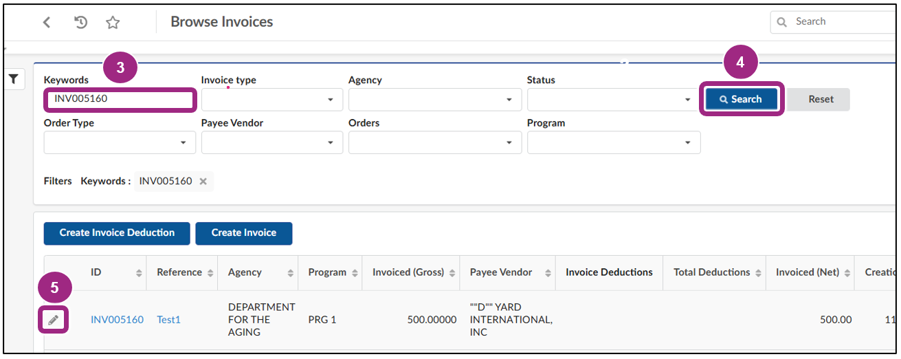The Invoice window.