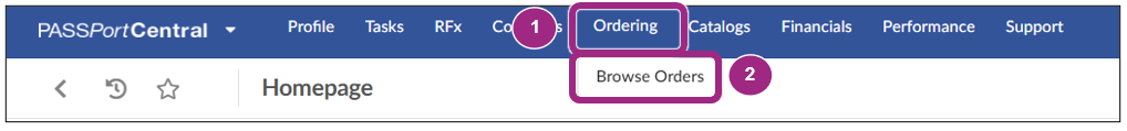 The PASSPort top navigation menu.