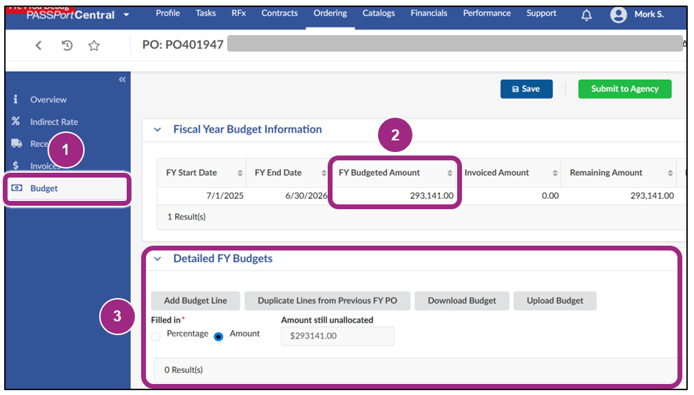 The Detailed FY Budget section.