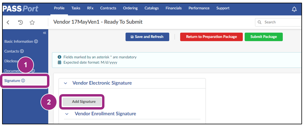 The Signature tab.