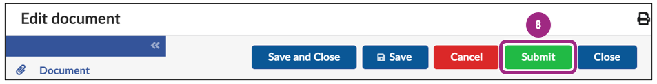 The Submit button at the top of the Edit Document window.