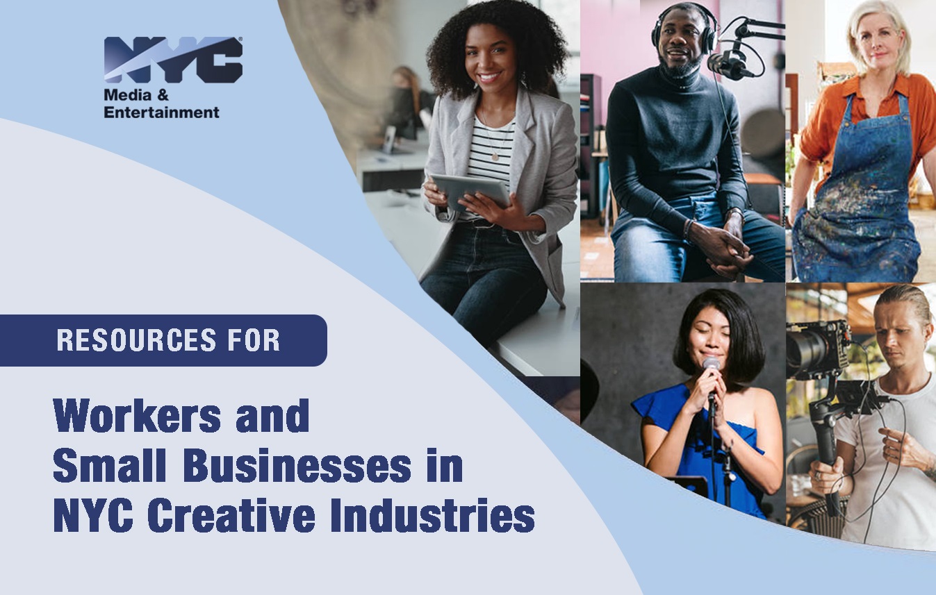 photos of five people on microphones, with camera set, in creative industries, t
                                           