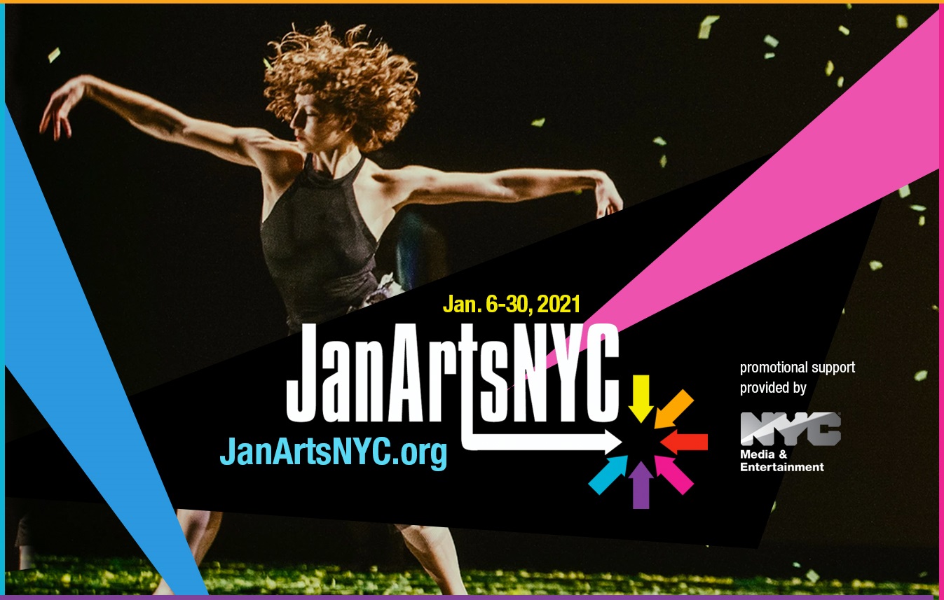 woman in black outfit dancing with JanArts text written on it