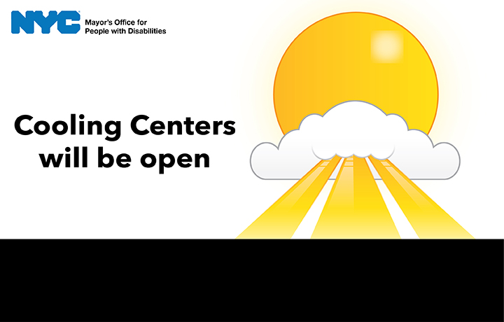 An illustration of the Sun with MOPD's logo and the words Cooling Centers will be open.
                                           