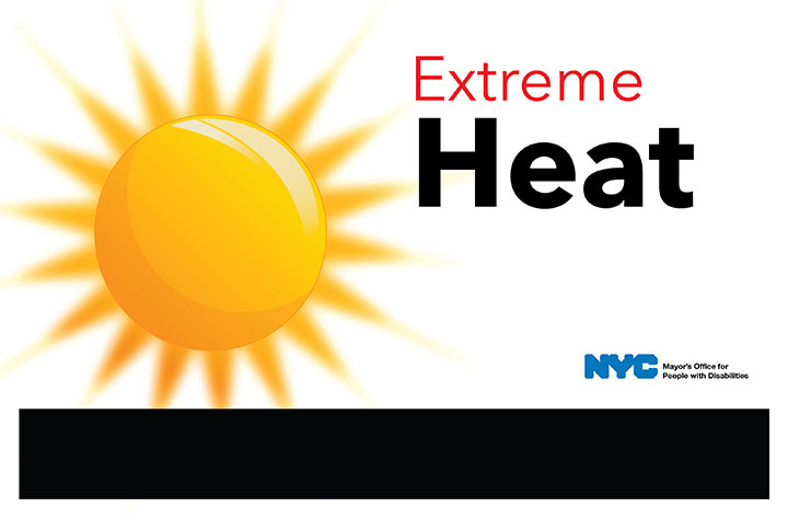 An illustration of the sun with MOPD's logo and the words Extreme Heat
                                           