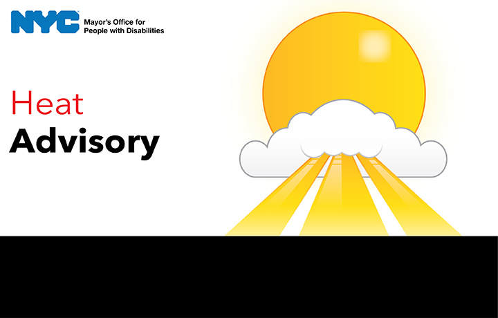 An illustration of the Sun with MOPD's logo and the words Heat Advisory
                                           