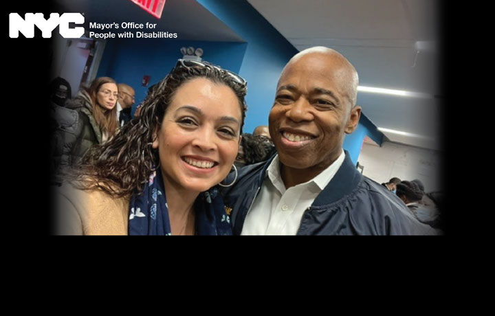 Liliana Katechis, NYC: ATWORK Engagement Coordinator takes a selfie with Mayor E
                                           