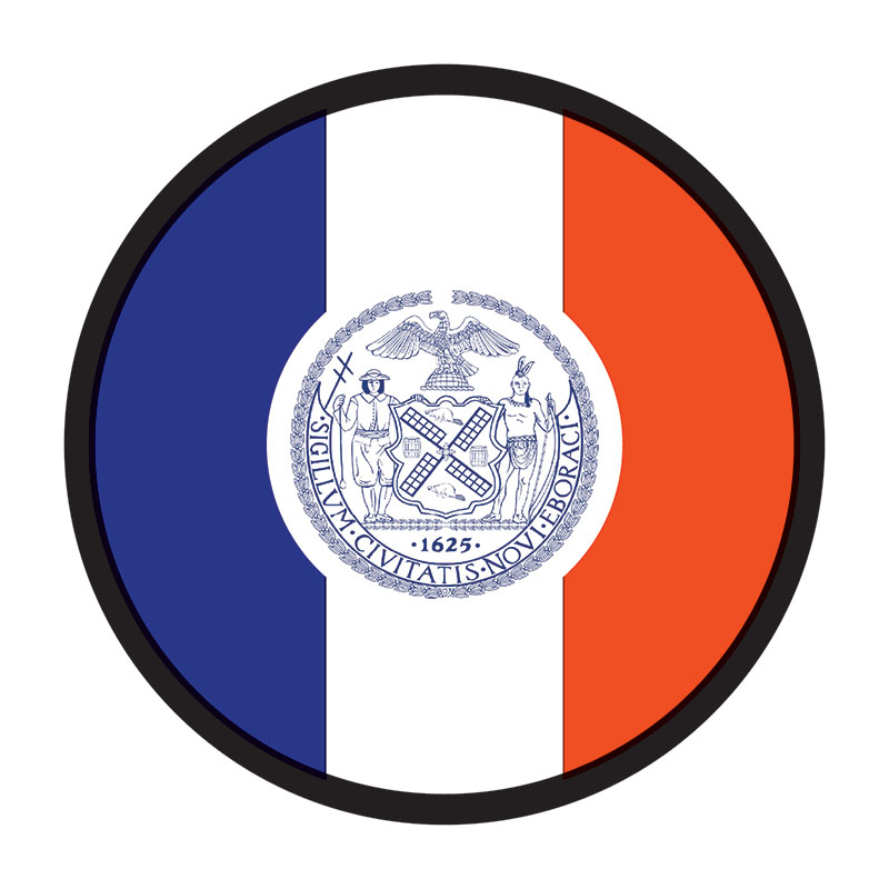 Circular icon with the New York City flag and city seal, representing accessibility initiatives led by other New York City agencies