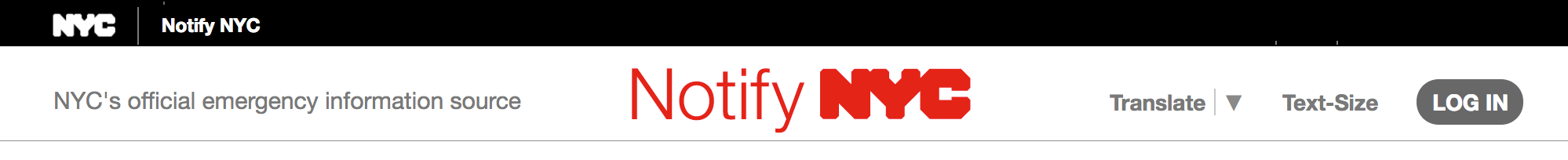 Alternate application header Notify NYC