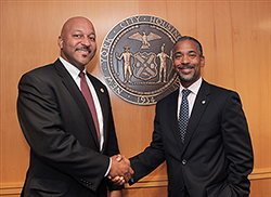New NYCHA General Manager Cecil House with NYCHA Chairman John Rhea.