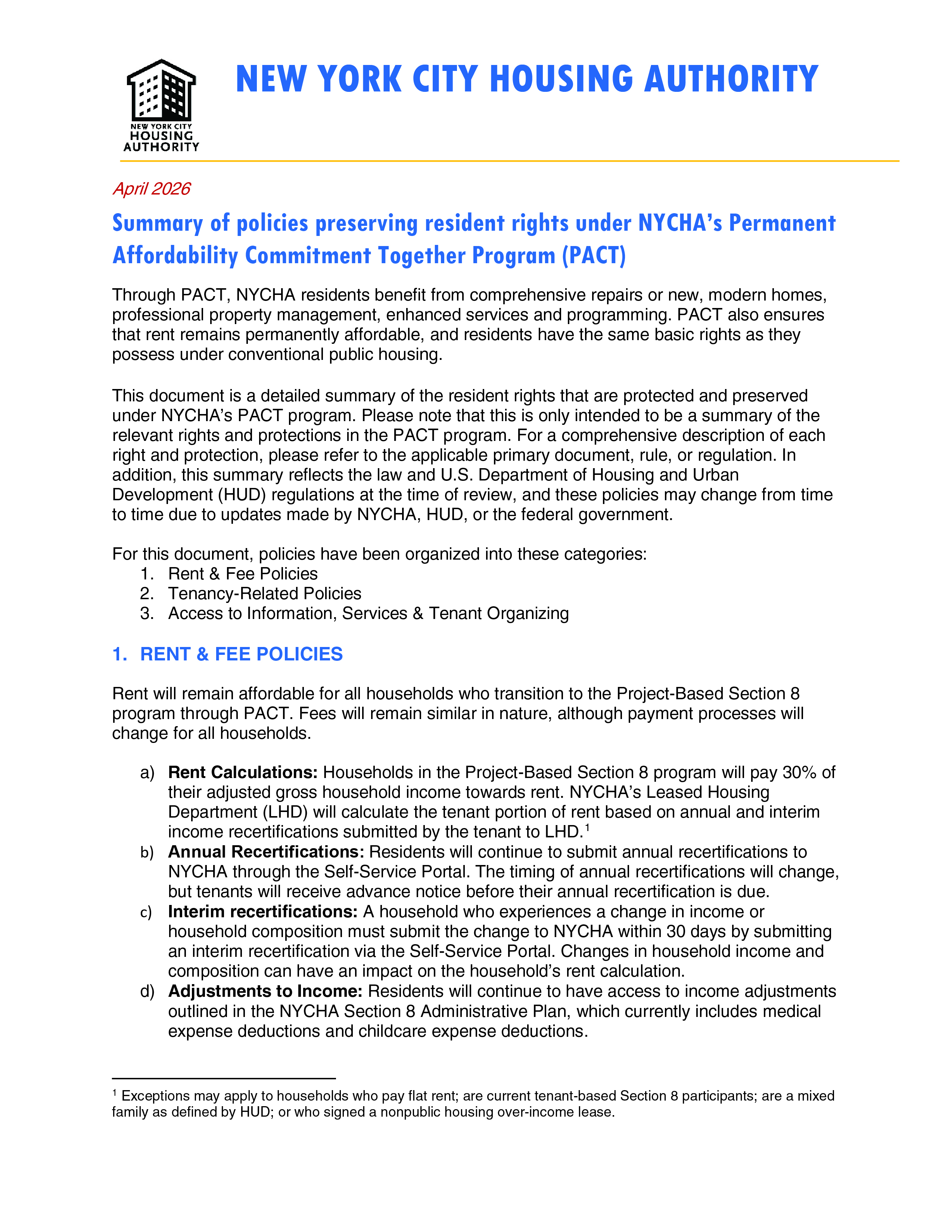 Cover of Summary of Policies Preserving Resident Rights Under PACT