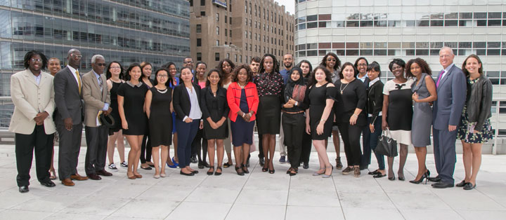 The 2017 NYCHA-CUNT Resident Scholars with NYCHA Chair and CEO Shola Olatoye, the Levine Family and the Hormel Family 