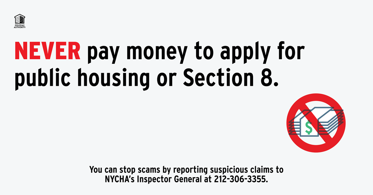 Never Pay Money To Apply For Public Housing or Section 8