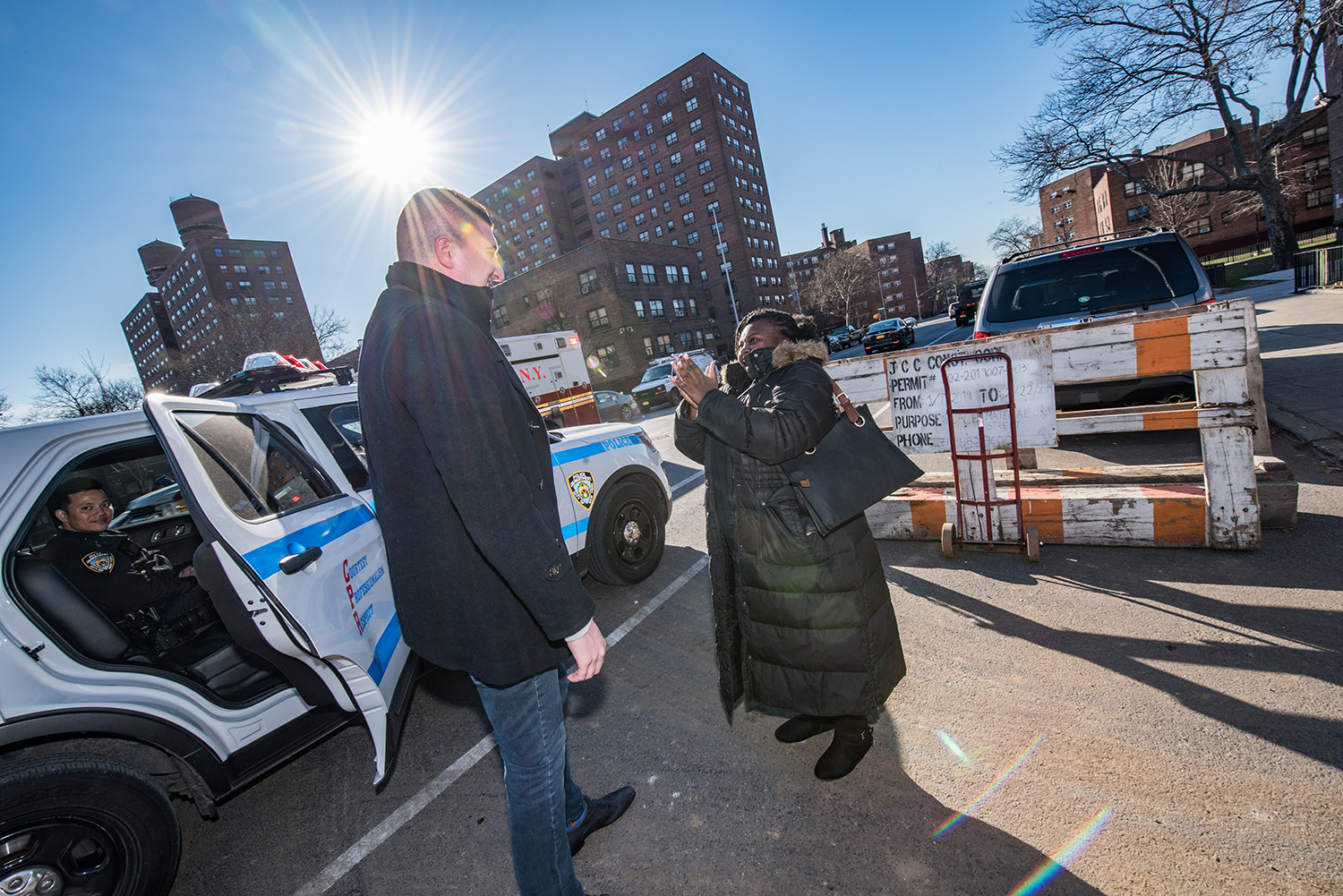 John Seminerio with a Brownsville resident