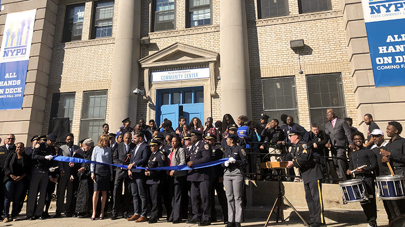 Ribbon cutting for the new NYPD Community Center in East New York