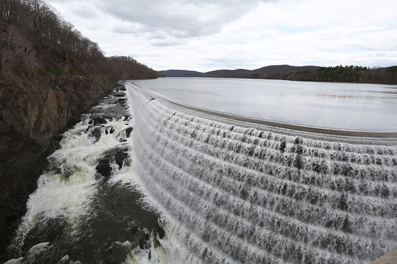 Day View of Croton Dam Waterfalls and Spillway