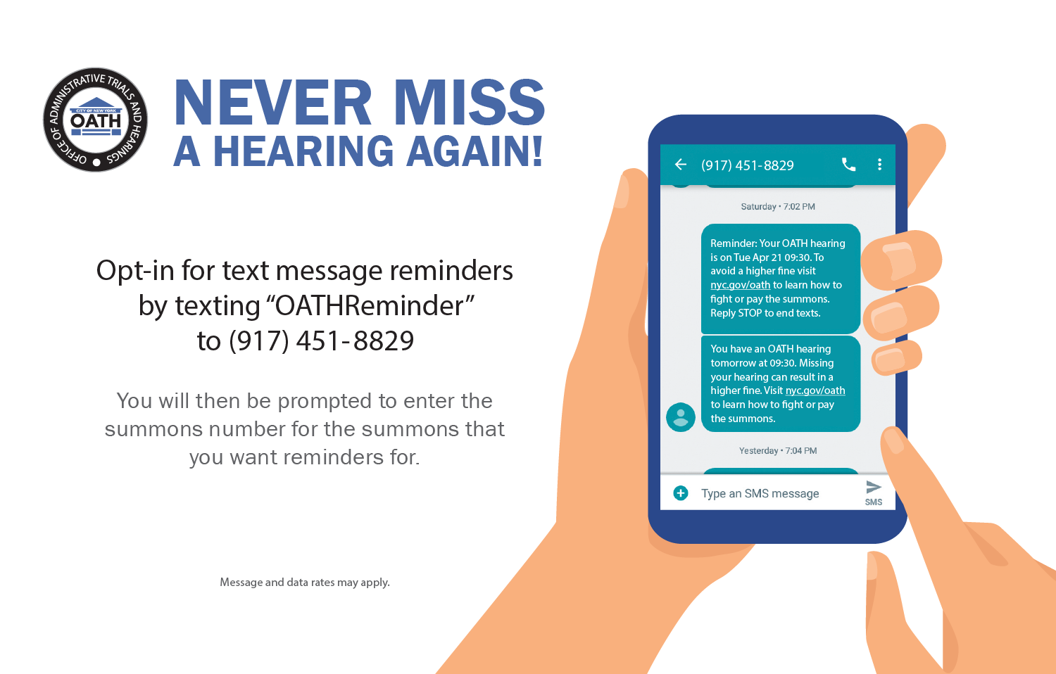 Text Message Reminder banner
                                           