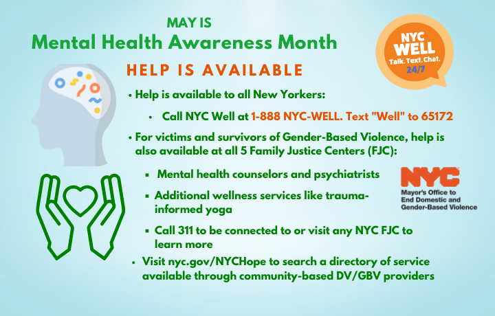 May is Mental Health Awareness Month
                                           