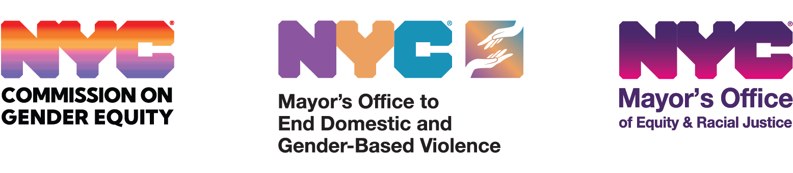 Mayor's Office to End Gender-Based Violence, NYC Commission on Gender Equity, Mayor's Office of Equity & Racial Justice logo