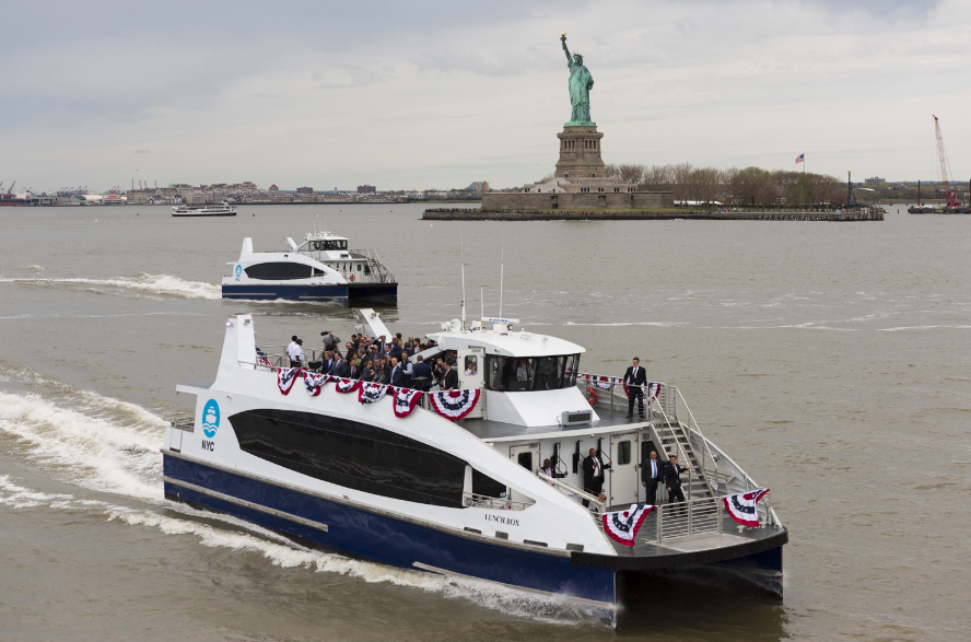 City Ferry Sailing past the Statue of Liberty