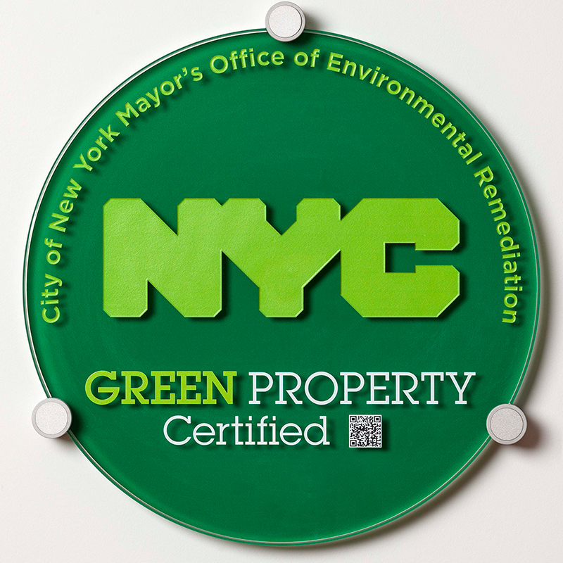 NYC Green Property Certified plaque