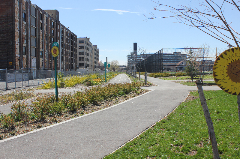 A road and building in the distance