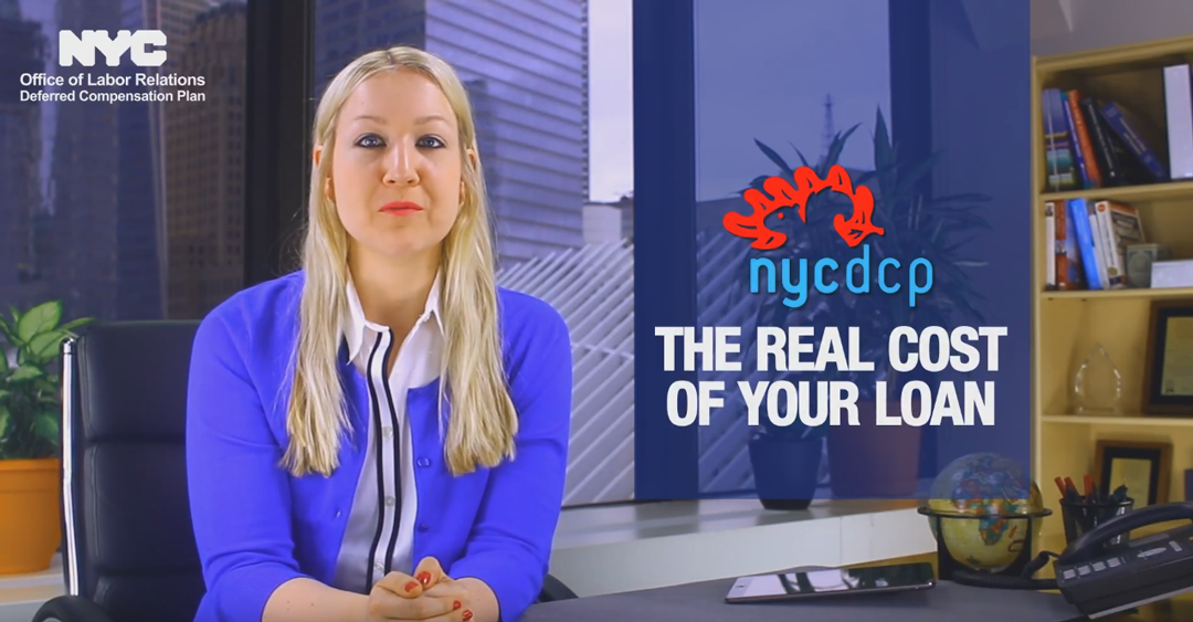 Person sitting at desk near window with the words "The Real Cost of Your Loan"