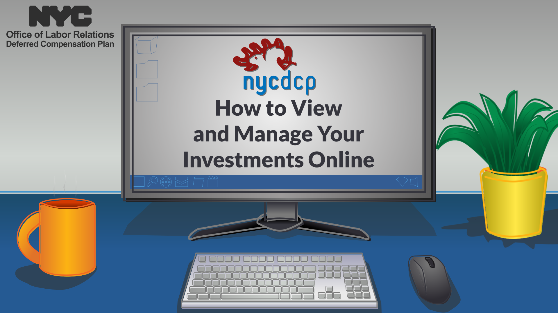 The words "How to View and Manage Investments Online" on a computer screen