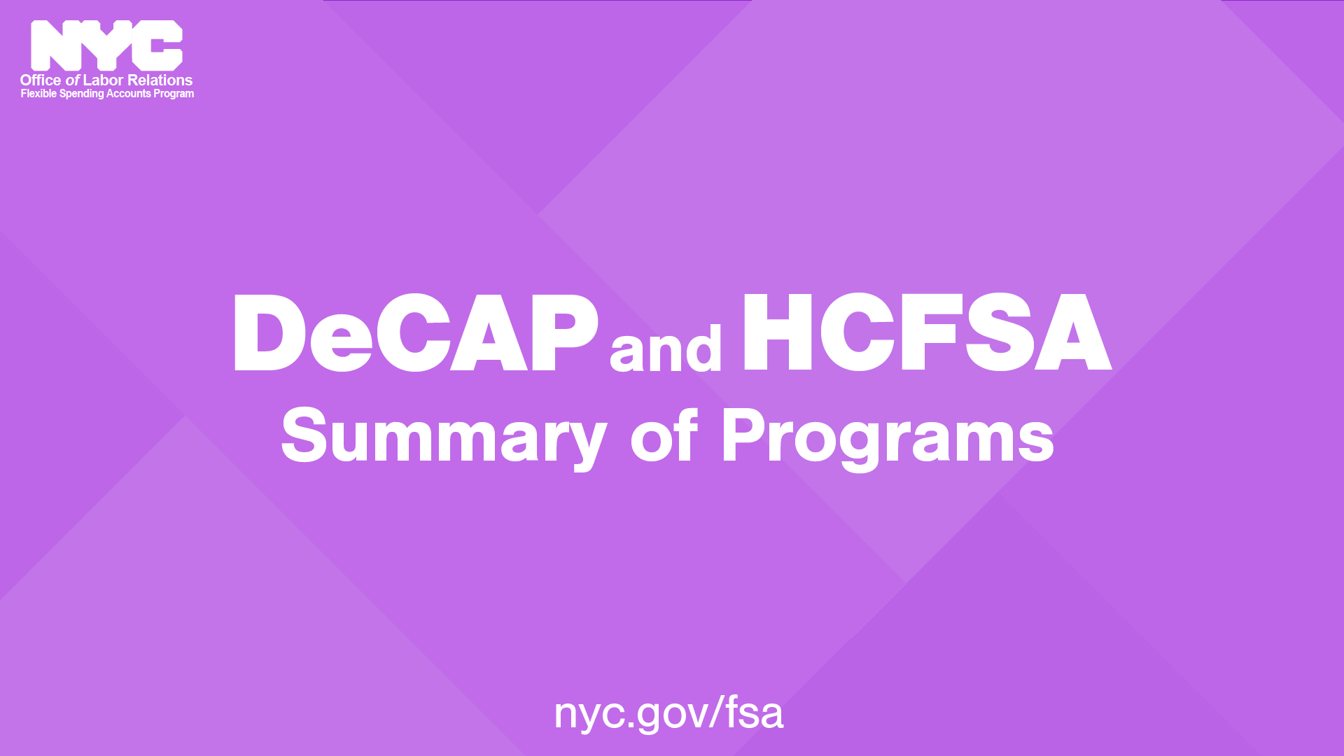 DeCAP and HCFSA Summary of Program video page