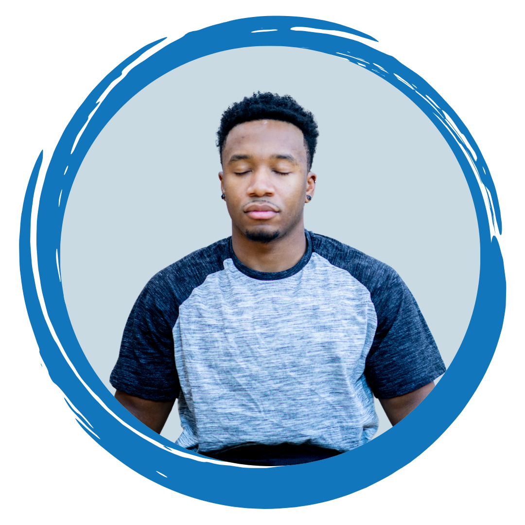 Person sitting alone with eyes closed