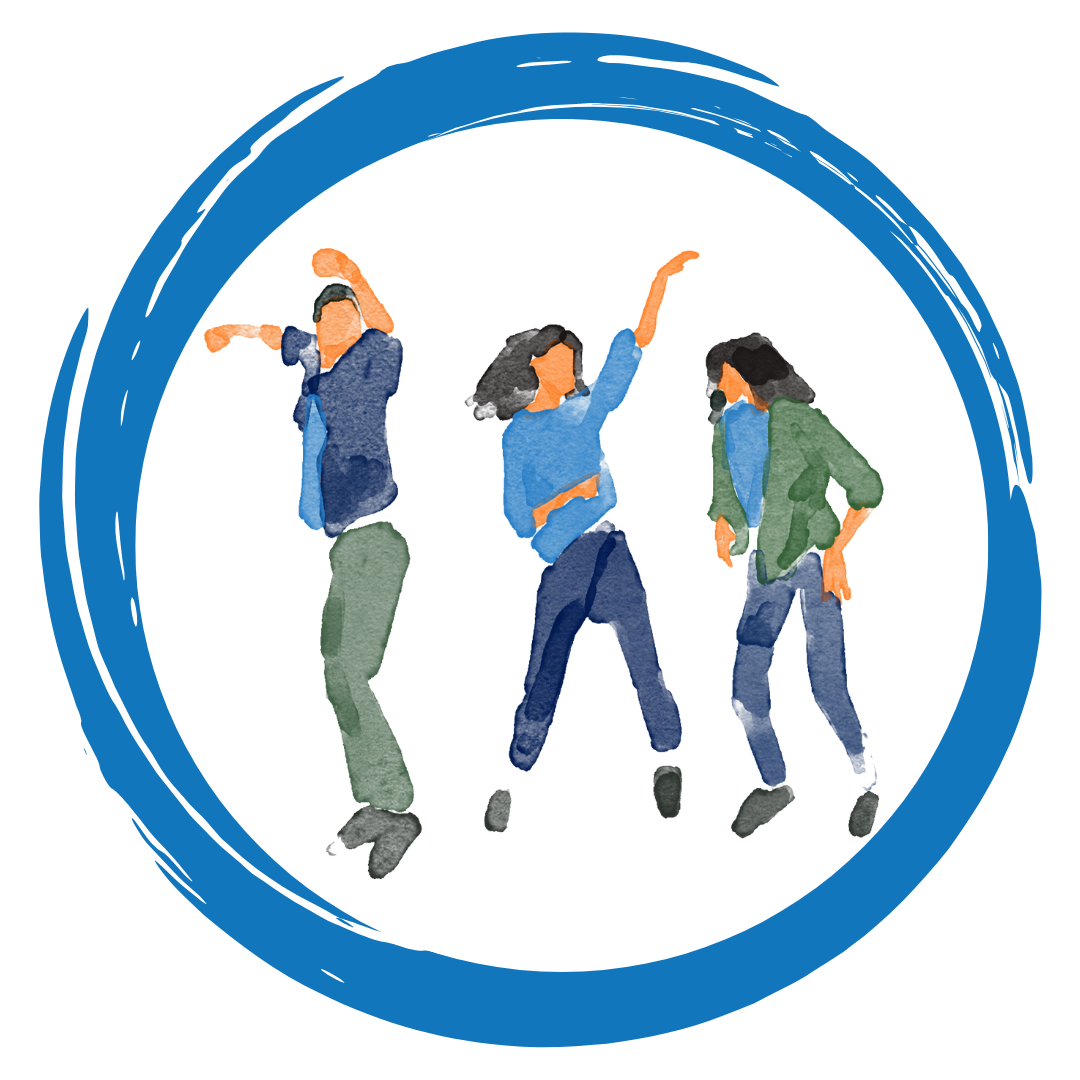 Illustrations of a people dancing