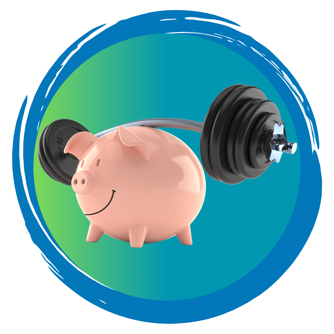 Piggy bank lifting barbell