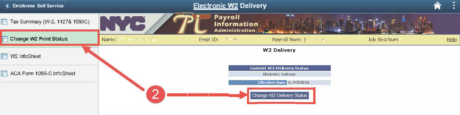 This image is a description of how to sign-up to have your W-2 send to you at your home.