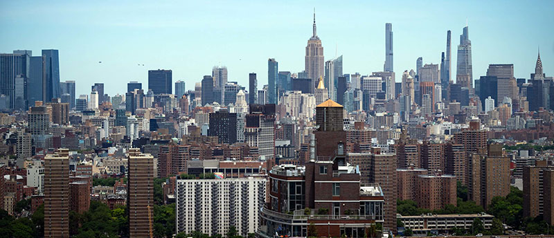 A view of the Midtown Manhattan skyline taken from lower Manhattan during the day