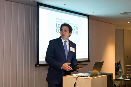 Council Member Ben Kallos speaks at the POPS Logo Design Competition Ceremony.