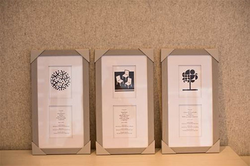 (from left to right) The three awardees: “Constellation” by John Schettino, “Have a Seat” by Emma Reed (the new POPS logo), and “More Than a Tree” by Gensler NYC Brand Design Studio