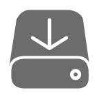Icon of a hard drive with an arrow on top