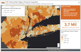 Map of the tri-state area in shades of orange and yellow