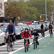 People cycling in a bike lane
