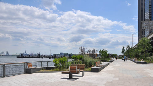 Plantings and seating along the new esplanade