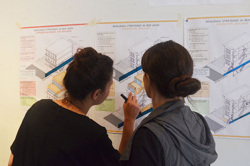 Participants at a workshop in Red Hook 
discussing the different options for resilient zoning strategies
