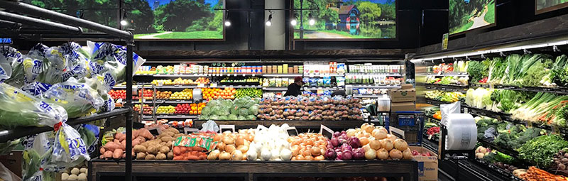 Produce in a grocery store