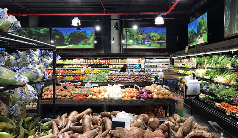 Produce in a grocery store
