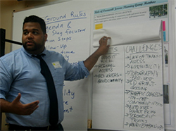 Planning group member Tom Herrera discusses assets and challenges related to transportation in the study area.