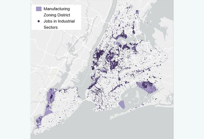 Map of Manufacturing Zoning Districts Graph Source: NYC Department of City Planning, 2023