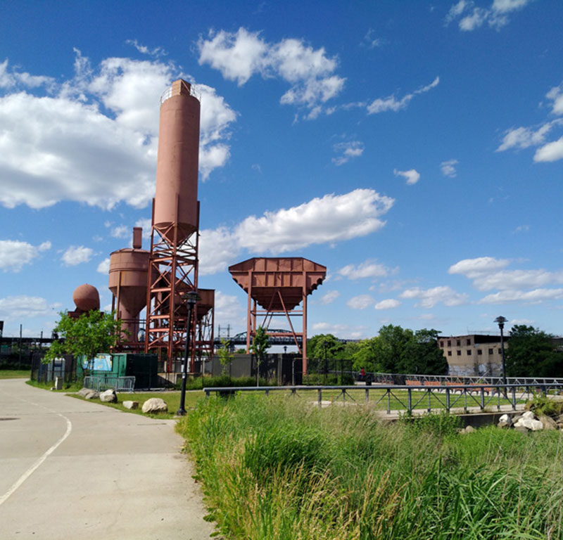 Water tanks near a filed