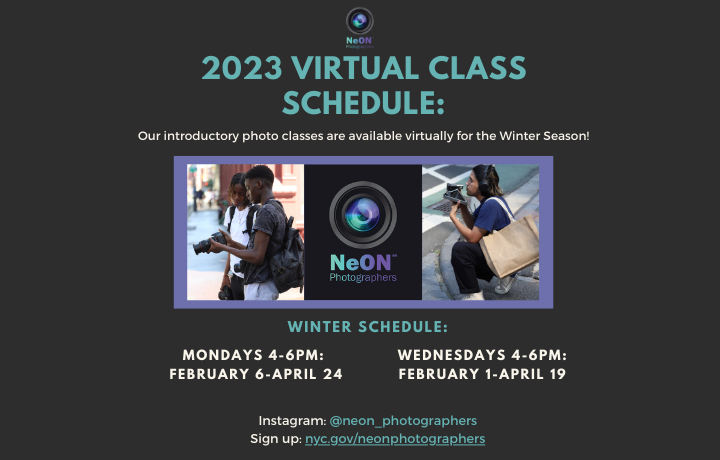 NeON Photography Winter Schedule
                                           
