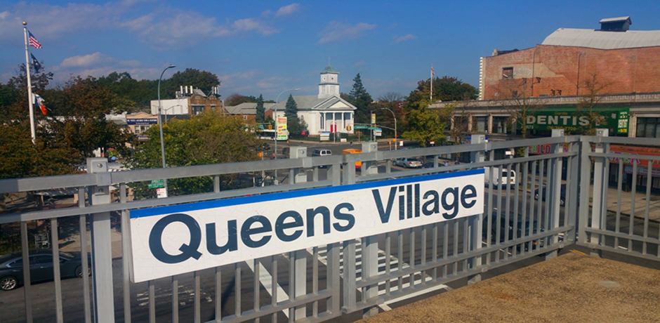 sign reading Queens Village at the Queens Village LIRR train station
                                           
