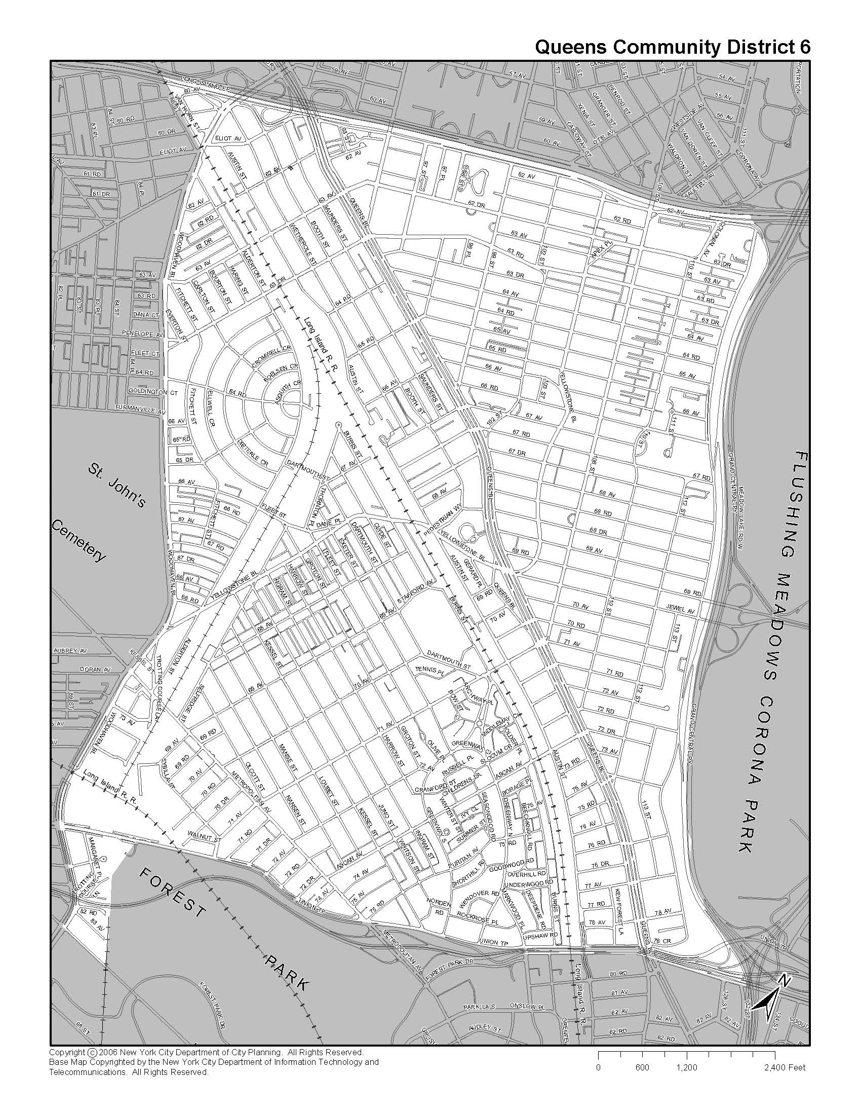 Queens Community District Base Map detailing the boundaries of CB 6