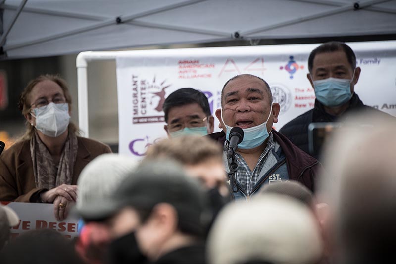 Asian hate crime victim speaking out during rally